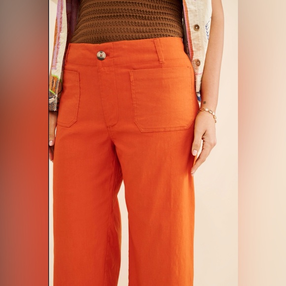 18W Maeve by Anthropologie The Colette Cropped Wide-Leg High-rise Pants Orange - Picture 4 of 10